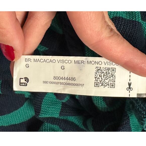 Marfinno Mono Viscose Printed Jumpsuit Teal & Navy Swirl Size L - Picture 6 of 7